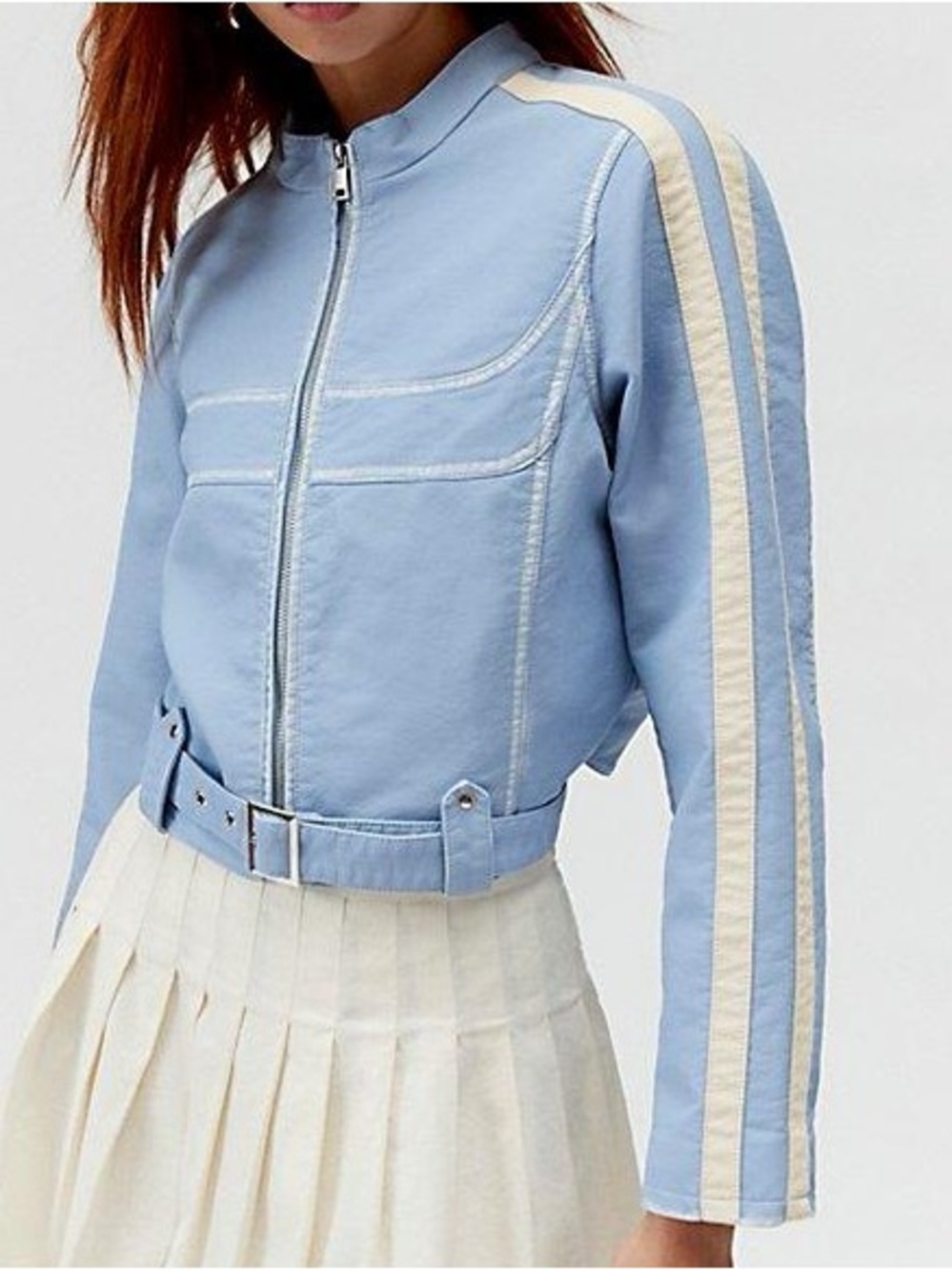 Urban Outfitters Faux Leather Moto Racing Jacket Y2K Biker Edgy Moto S NWT